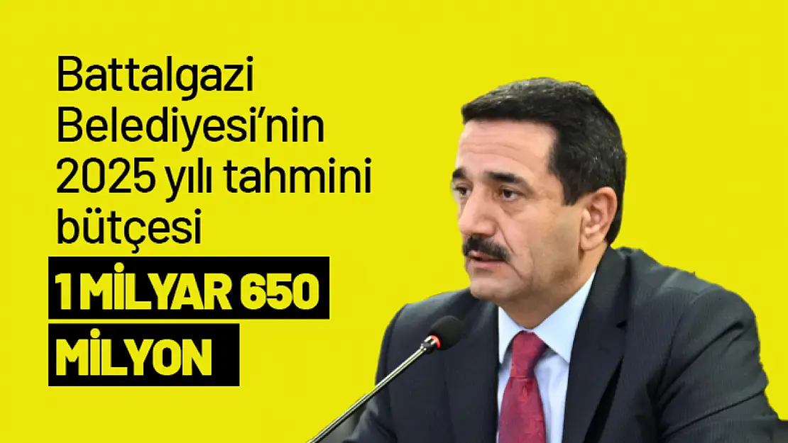 Battalgazi Belediyesi'nin 2025 yılı tahmini bütçesi 1 Milyar 650  Milyon