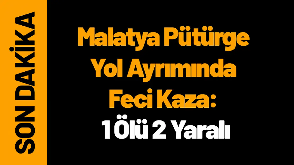 Malatya Pütürge Yol Ayrımında Feci Kaza: 1 Ölü 2 Yaralı