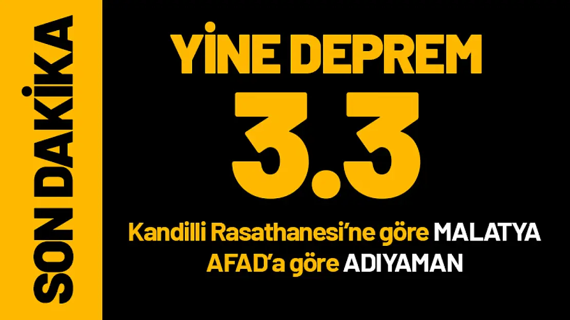 Malatya Yeşilyurt'ta 3.3 Büyüklüğünde Deprem!