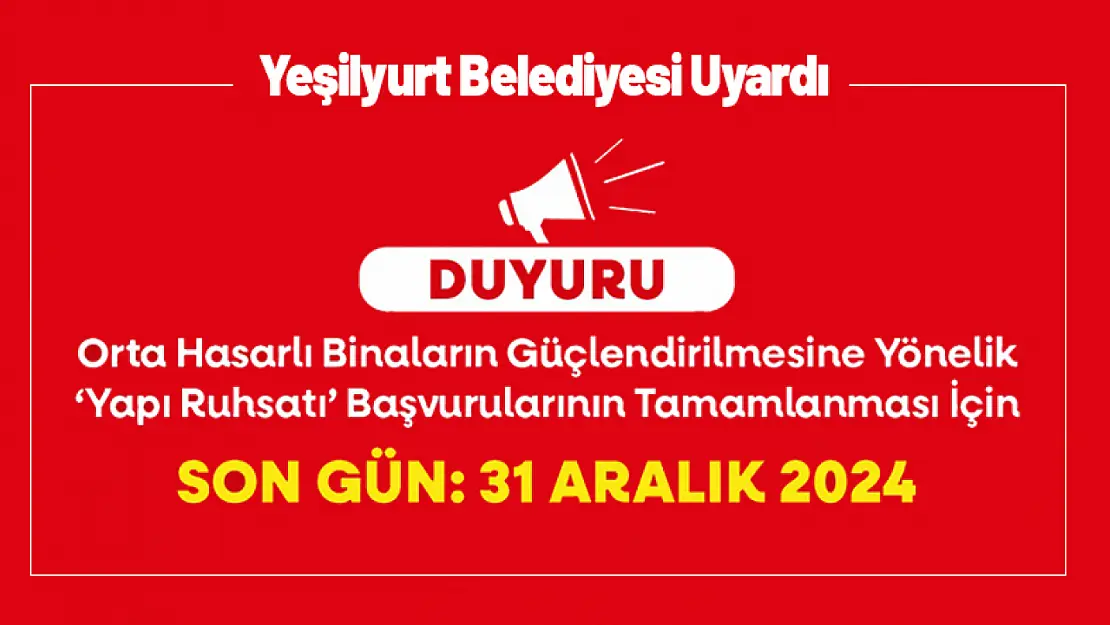 Orta Hasarlı Binalar İçin Son Tarih: 31 Aralık 2024