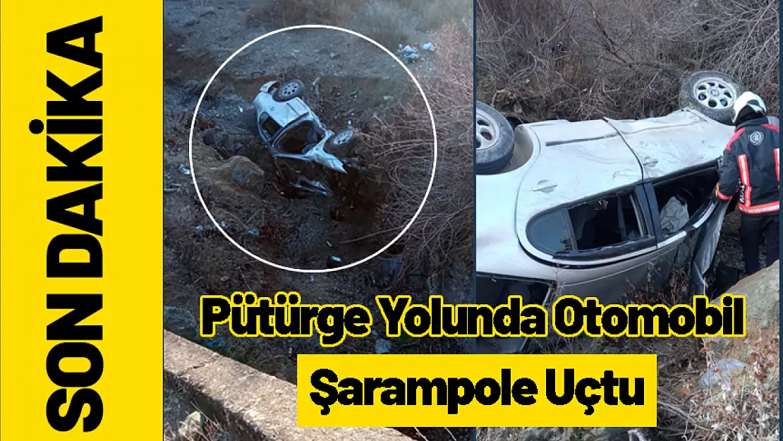 Pütürge Yolunda Otomobil Şarampole Uçtu