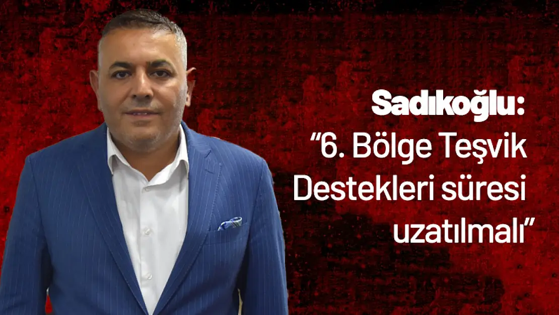 Sadıkoğlu: '6. Bölge Teşvik Destekleri süresi uzatılmalı'