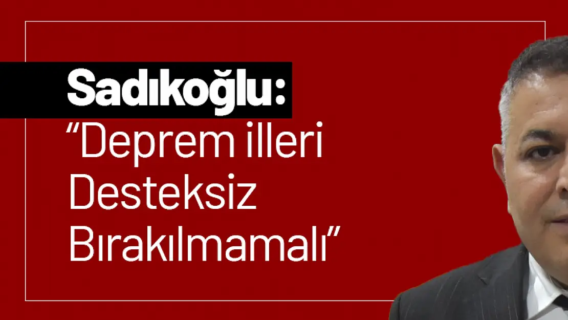 Sadıkoğlu: 'Deprem İlleri Desteksiz Bırakılmamalı'