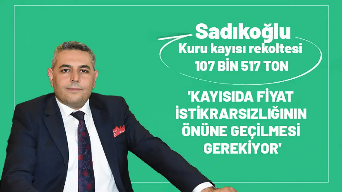 Sadıkoğlu: 'Kayısıda fiyat istikrarsızlığının önüne geçilmesi gerekiyor'