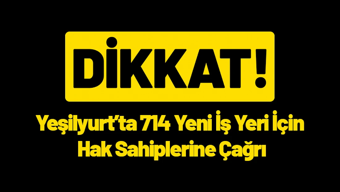 Malatya Yeşilyurt’ta 714 Yeni İş Yeri İçin Hak Sahiplerine Çağrı