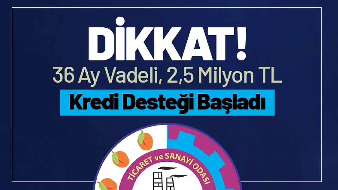 36 Ay Vadeli, 2,5 Milyon TL Kredi Desteği Başladı...