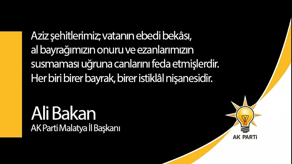 Ali Bakan : Malatya'nın Üç Evladı Şehit Düştü