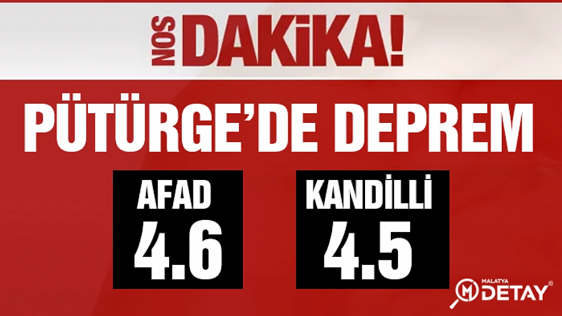 Pütürge'de 4.5 büyüklüğünde deprem