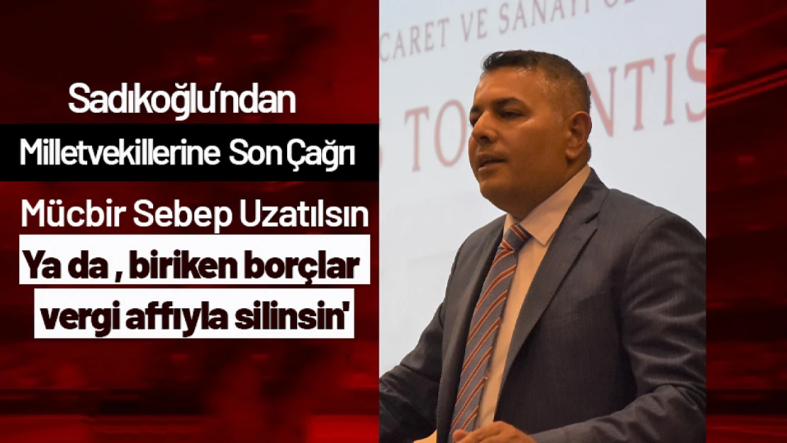 Sadıkoğlu: 'Biriken borçlar bir defaya mahsus vergi affıyla silinmeli'