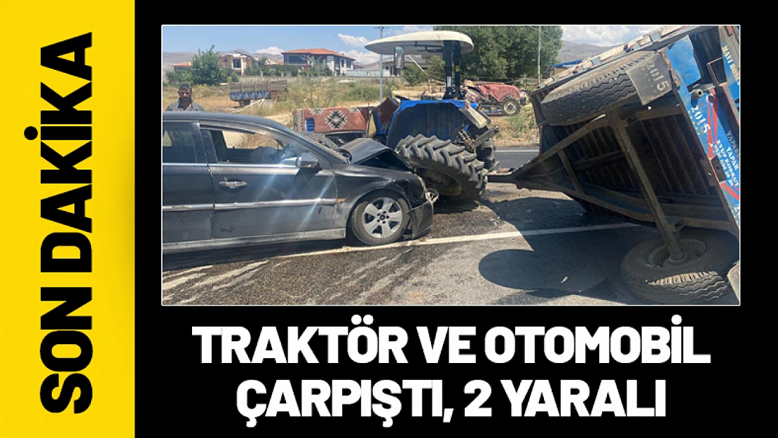 Traktör ve Otomobil Çarpıştı, 2 Yaralı