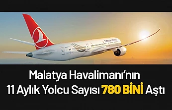 Malatya Havalimanı'nın 11 Aylık Yolcu Sayısı 780 Bini Aştı