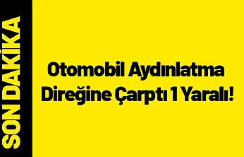 Otomobil Aydınlatma Direğine Çarptı 1 Yaralı!