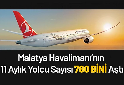 Malatya Havalimanı'nın 11 Aylık Yolcu Sayısı 780 Bini Aştı