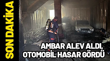 Ambar Alev Aldı, İçindeki Otomobil Hasar Gördü