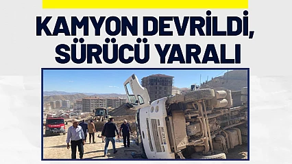 Kamyon Devrildi, Sürücü Yaralı