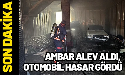 Ambar Alev Aldı, İçindeki Otomobil Hasar Gördü