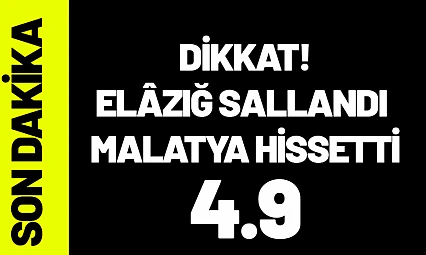 Elazığ'da 4.9 Büyüklüğünde Deprem!